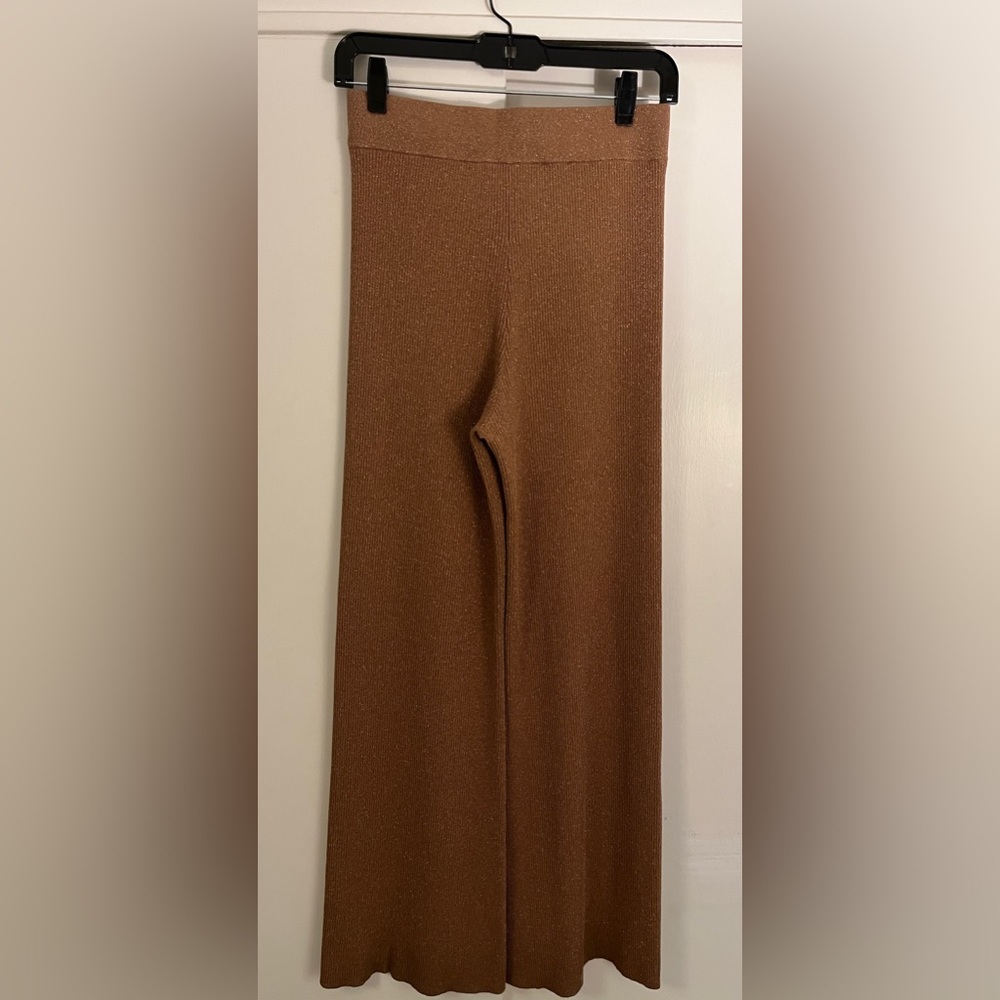 A.L.C. Quentin Knit Wide-Leg Pants in Metallic/Brown, Size XS - Picture 7 of 13